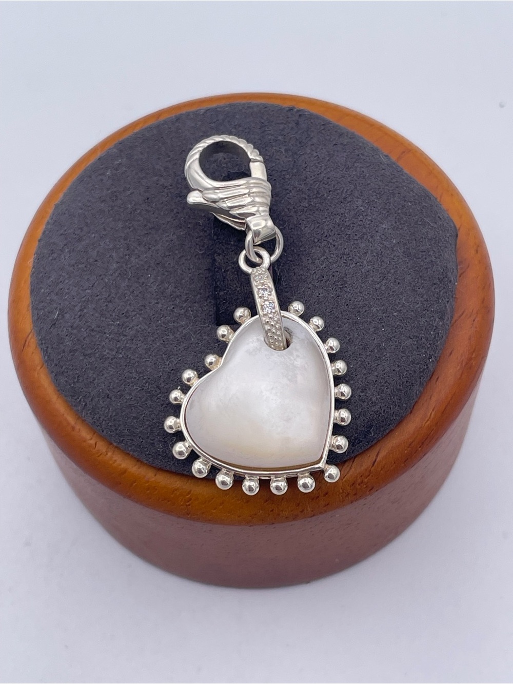 Judith Ripka Mother of Pearl Heart Charm Pendant 925 Sterling Silver CZ Thailand - Picture 7 of 7